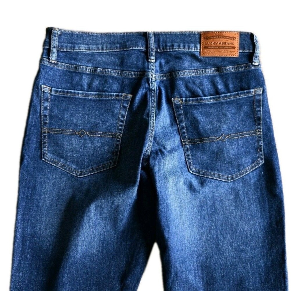Lucky Brand 34x29 Men's 223 Straight Stretch Classic 5-Pocket Blue Denim Jeans - Picture 10 of 13